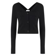 Ribgebreide V-hals cardigan Calvin Klein , Black , Dames