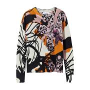 Beige Printed Longsleeve Gebreide Top Desigual , Multicolor , Dames