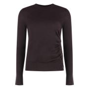 Wollen Crew-neck Sweater met Geribbelde Randen Pinko , Brown , Dames