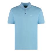 Katoenen Polo Shirt met Geribbelde Randen Emporio Armani , Blue , Here...