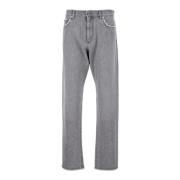 Grijze Gewassen Denim Jeans Versace , Gray , Heren