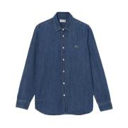 Blauwe Denim Shirt Iconische Look Lacoste , Blue , Heren