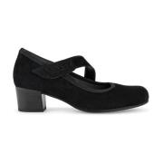 Zwarte Velours Klassieke Trotteur Schoenen Gabor , Black , Dames