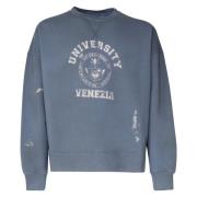 Blauwe Katoenen Sweatshirt met Geribbelde Manchetten Golden Goose , Bl...