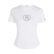 Geborduurd Logo Katoenen T-shirt Tommy Hilfiger , White , Dames