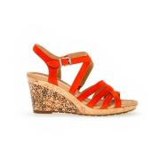 Koraal Suede Sleehak Sandalen Gabor , Orange , Dames