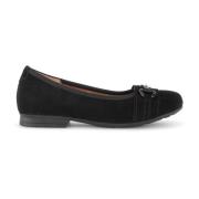 Zwarte Fluwelen Ballerina Schoenen Gabor , Black , Dames