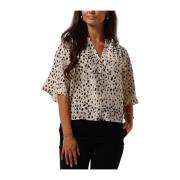 Elegante gestippelde beige blouse Moss Copenhagen , Beige , Dames