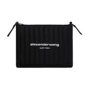 Gewatteerde Zwarte Schoudertas met Logo Alexander Wang , Black , Dames