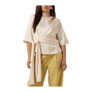 Harper Knot Blouse Dames Tops Gestuz , Beige , Dames