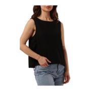 Zwarte Linnen Top Svetlana Stijl Neo Noir , Black , Dames