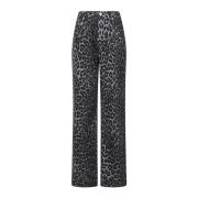 Leopard Print Straight-Leg Jeans Grey Leo Neo Noir , Gray , Dames