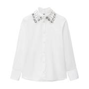 Studded White Shirt Msgm , White , Dames