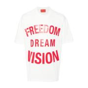 Witte Katoenen T-shirt met Freedom Print Vision OF Super , White , Her...