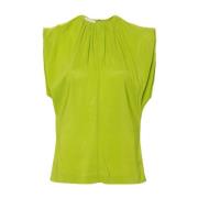 Groene Crepe Top met Geplooide Details Philosophy di Lorenzo Serafini ...