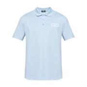 Blauwe Polo Piquet Logo Patch Versace , Blue , Heren