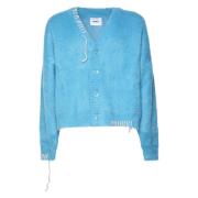 Mohair Gebreide Vest, Oversized Fit Bonsai , Blue , Heren