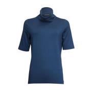 Rolhals T-shirt Korte Mouw Roberto sarto , Blue , Dames