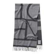 Monogram Jacquard Wollen Sjaal TotêMe , Gray , Dames