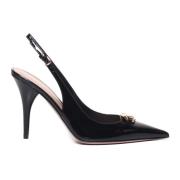 Zwarte Hak Slingback Schoenen Valentino Garavani , Black , Dames