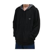 Zwarte Hoodie met Rits Emporio Armani , Black , Heren