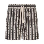 Gestreepte katoenen sportshorts met monogram Palm Angels , Multicolor ...