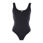 Zwart geborduurd badpak Emporio Armani , Black , Dames