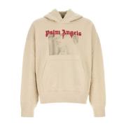 Oversized Sand Katoenen Sweatshirt Palm Angels , Beige , Heren