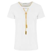 Katoenen Jersey Korte Mouw Ketting T-shirt Elisabetta Franchi , White ...