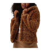 Faux Fur Shearling Jas Camel Giacomo , Brown , Dames