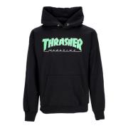 Zwart/groene Outlined Hoodie Lange Mouw Thrasher , Black , Unisex