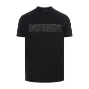 Zwarte Katoenen T-shirt met 3D Letterprint Dsquared2 , Black , Heren