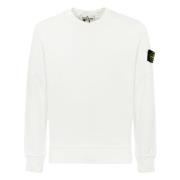 Witte Crewneck Sweater Katoen Logo Patch Stone Island , White , Heren