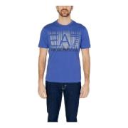 Paars Print Ronde Hals T-Shirt Emporio Armani EA7 , Blue , Heren