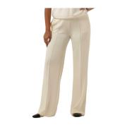 Zachte Scuba Sweat Pants Stijlvol Comfort Summum Woman , Beige , Dames