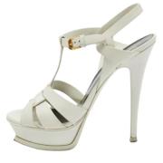 Pre-owned Leather sandals Yves Saint Laurent Vintage , White , Dames