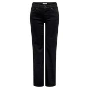 Mid Straight Denim Jeans Only , Black , Dames