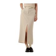 Beige Midi Rok Elegante Stijl Second Dames , Beige , Dames