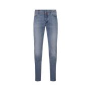 Slim Fit Blauwe Denim Jeans Kiton , Blue , Heren