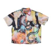 Multicolor korte mouw Cubaanse kraag shirt Iuter , Multicolor , Heren