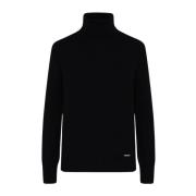 Cashmere Polo Neck Jumper Kiton , Black , Dames