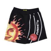 Zwarte Sweatshorts met Zonnestelselprint Market , Black , Heren