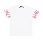 Vlammen Geborduurd T-shirt Wit/Rood Vision OF Super , White , Heren