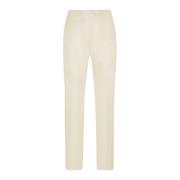 Handgemaakte Crème Viscose Straight-Leg Broek Kiton , White , Dames