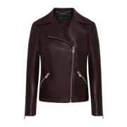 Klassieke Leren Bikerjas Kiton , Brown , Dames