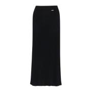 Metallic Wool Pencil Skirt Kiton , Black , Dames