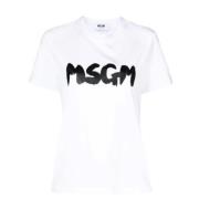 Witte Vrouw T-Shirt Msgm , White , Dames