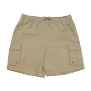 Cargo Shorts Khaki Nylon Elastische Trekkoord Element , Beige , Heren