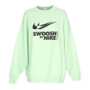 Groen/Zwart Crewneck Sweatshirt met Swoosh Logo Nike , Green , Dames