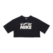 Crop Tee met Grote Logo Print Nike , Black , Dames